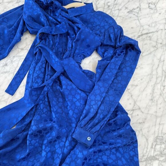 Vintage Cassis 100% Silk Dress Billow Sleeve Sz L - Picture 9 of 9